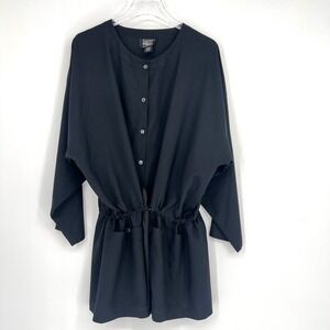 Eileen Fisher Jacket Womens S/M Black Silk Cinched Waist Classic Capsule Simple